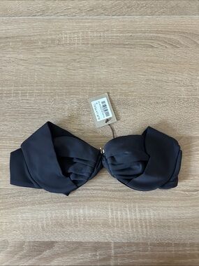 Women's charcoal Bikini Top - Elegant Ruched Design